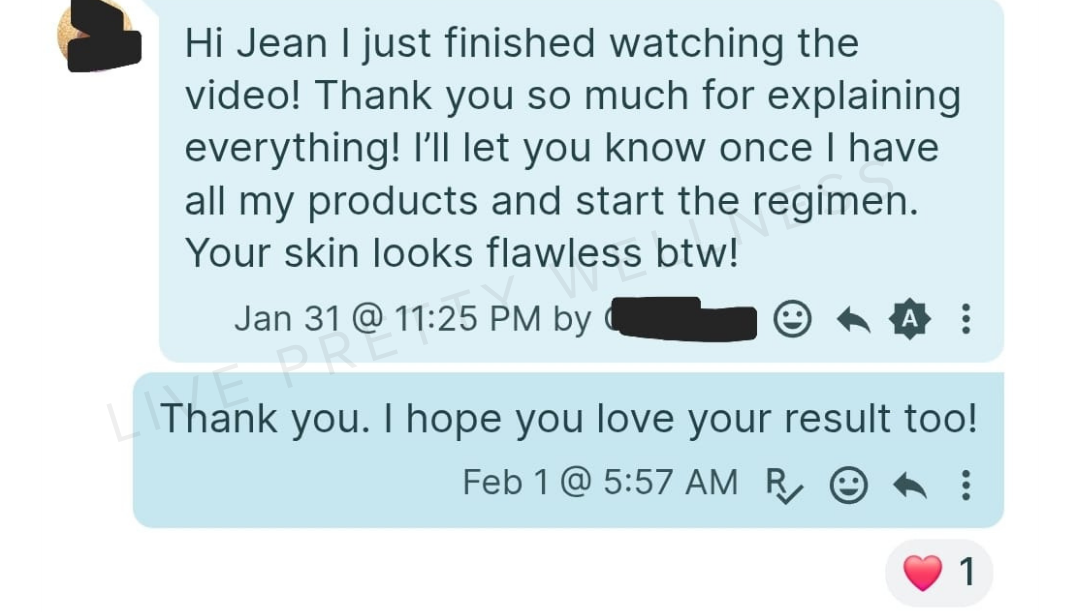 Client text message — excited to begin her personalized regimen