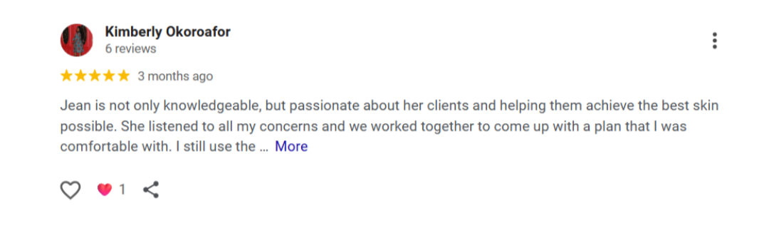 Google review from Kimberly Okoroafor — a plan built together, with care
